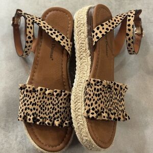 Pierre Dumas Tan and Black Espadrille Sandals